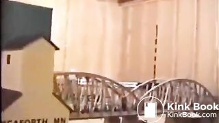 She poops on a toy train