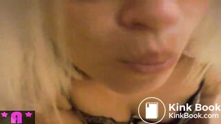 Blonde MILF sucking anal beads