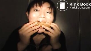 Asian Chick Eating Shit in Public Toilet