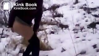 Girl poops on the snow