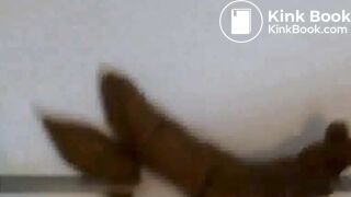 Blonde shitting and pissing inside the bathtub