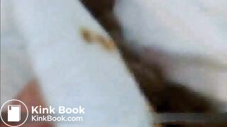 Blonde shitting and pissing inside the bathtub