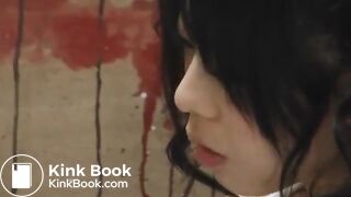 Asian pooping in bathroom