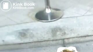 Asian girl poops in public