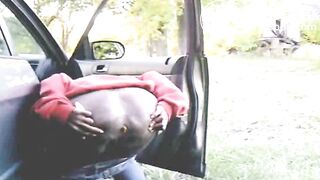 Ebony girlfriend shits outdoors