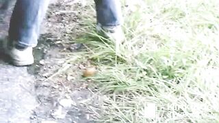 Ebony girlfriend shits outdoors