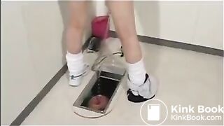 Japanese student shitting in toilet slave 2