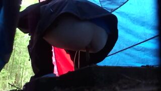 Girl spied shitting in tent