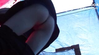 Girl spied shitting in tent