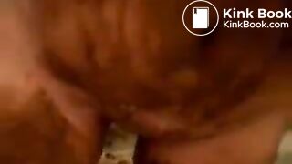 Masked blonde eats scat