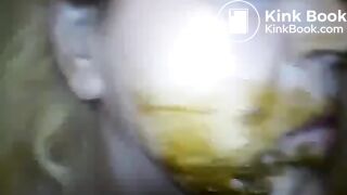 Chubby blonde scat play