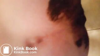 Girl's poop completely covers a boy's big cock