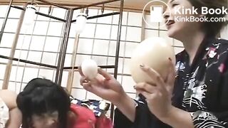 Two geisha women in lesbian scat play - part 1