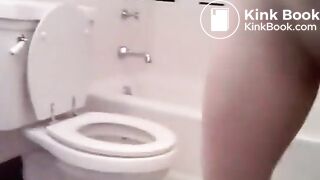 Lovely teen girl on the toilet