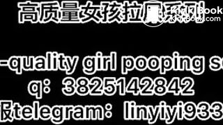 A pretty girl defecates in the toilet 3
