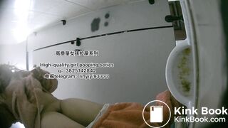 A pretty girl defecates in the toilet 3