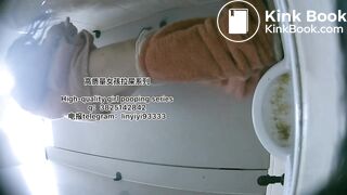 A pretty girl defecates in the toilet 3