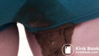 Soft poop in blue panties.