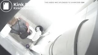 Blonde lady shit in toilet