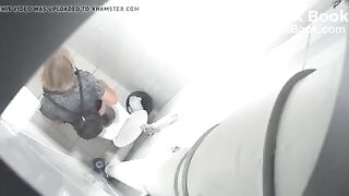 Blonde lady shit in toilet