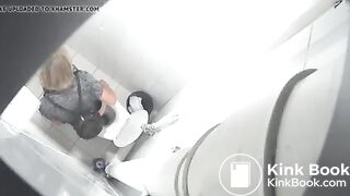 Blonde lady shit in toilet