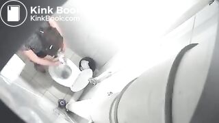 Blonde lady shit in toilet