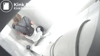 Blonde lady shit in toilet