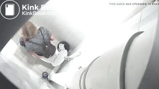 Blonde lady shit in toilet