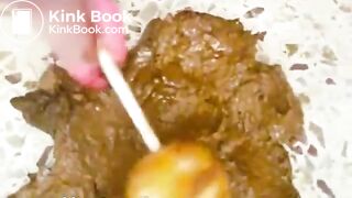 girl smearing poop on her ass