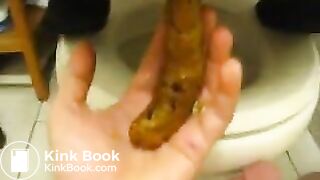 Wife shitting on husbands dick and hands