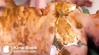 Girls prepare the new college student to be a dirty scat slut