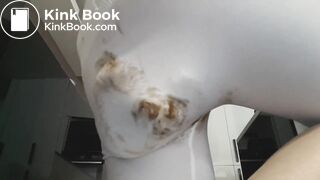 Massive bulgy poop in white tights