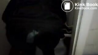 Amateur ebony girl pooping in the public toilet