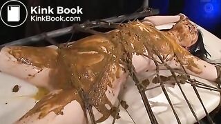 Cute lady shits on a beautiful bounded girl while strangers stimulate her to orgasm