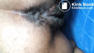 Hairy Ebony Pushes out a Fat Turd (HD)