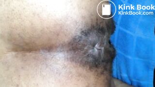 Hairy Ebony Pushes out a Fat Turd (HD)
