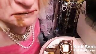 Granny eating shit