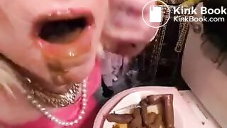 Granny eating shit