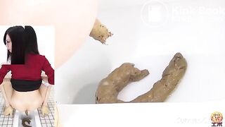 Toilet voyeur camera filmed a gorgeous brunette with a little ass pooping