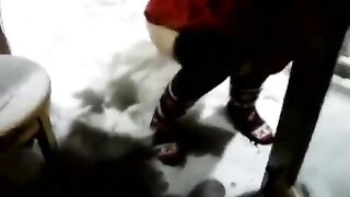 Teen shits in the snow