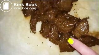 Masked girl pooping and smearing