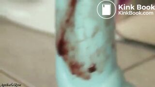 KInky blonde shitting thick turd