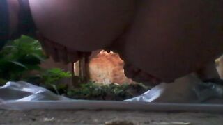 Many farts and shit outdoor. Nice close-up video