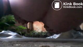 Many farts and shit outdoor. Nice close-up video
