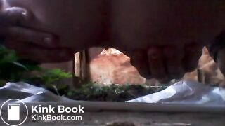Many farts and shit outdoor. Nice close-up video