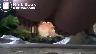 Many farts and shit outdoor. Nice close-up video