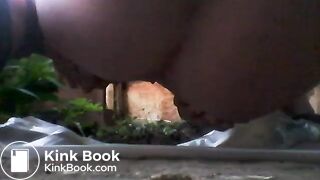 Many farts and shit outdoor. Nice close-up video