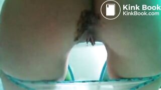 Shitting see thru blue panties