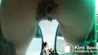 Shitting see thru blue panties