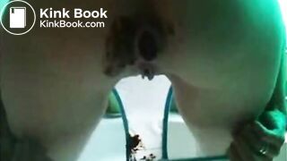 Shitting see thru blue panties